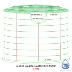Bể chứa lắp ghép Aquatank hình trụ tròn 8 tầng